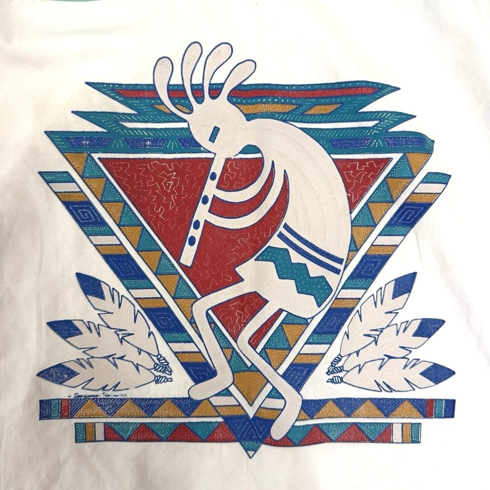 Vtg 80s Cotton Fitz 1/4 Zip Pullover Southwest Kokopelli Native American USA M